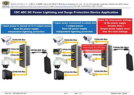מחיר 5 יחידות: [מוקדש לאזור הברק] IO-Power IOP-LPDC-4D10KA-C 1 DC ל- 4DC DC Power Lightning Protecte